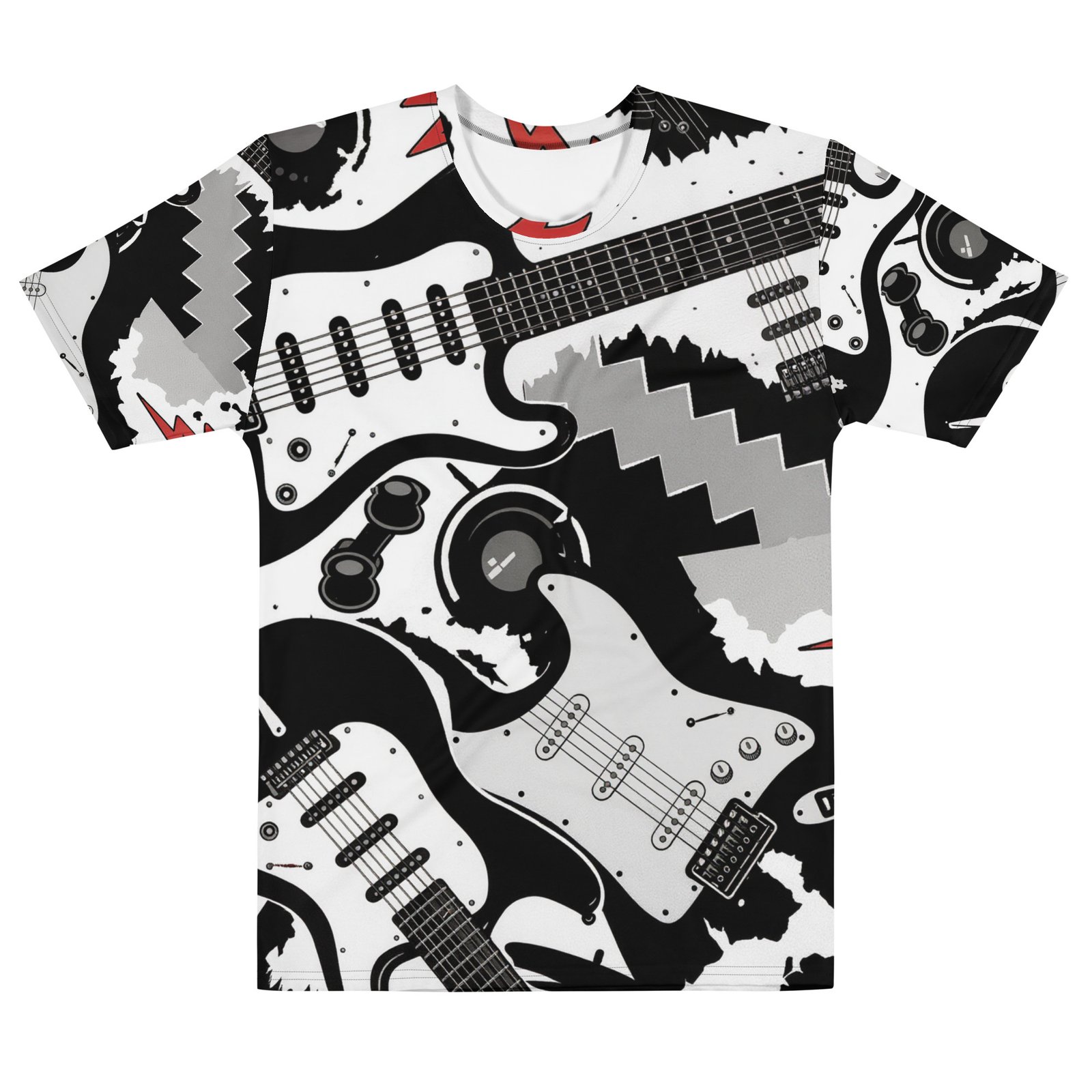 Męska koszulka z gitarą elektryczną – muzyczny wzór full print| Zarn.pl Męska koszulka z gitarą elektryczną – muzyczny wzór full print - obrazek 2
