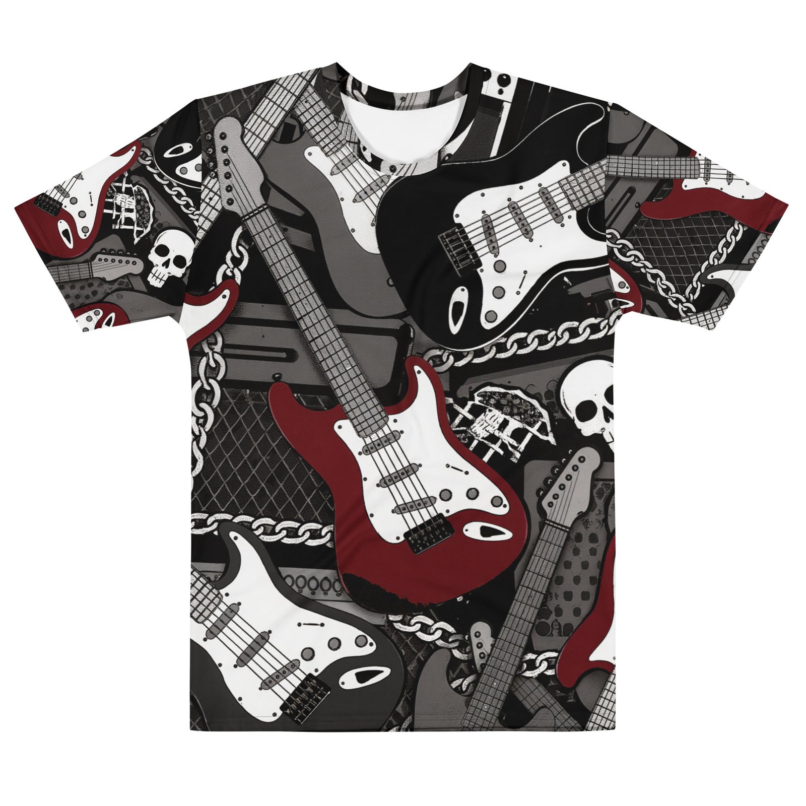 Koszulka męska z grafiką gitar elektrycznych i motywem rockowym| Zarn.pl Koszulka męska z grafiką gitar elektrycznych i motywem rockowym - obrazek 2