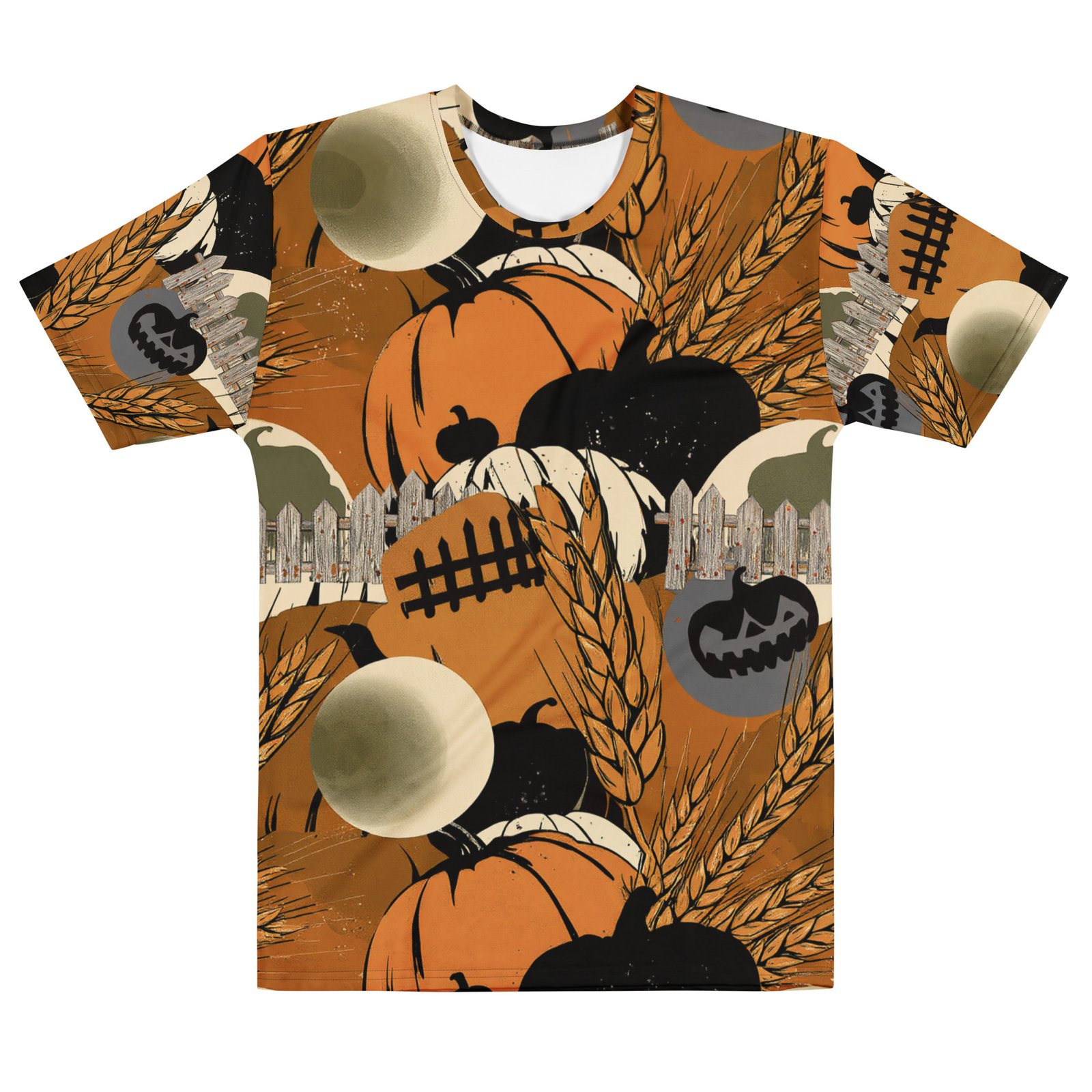 Koszulka męska z grafiką dyni Halloween i jesiennych zbóż| Zarn.pl Koszulka męska z grafiką dyni Halloween i jesiennych zbóż - obrazek 2