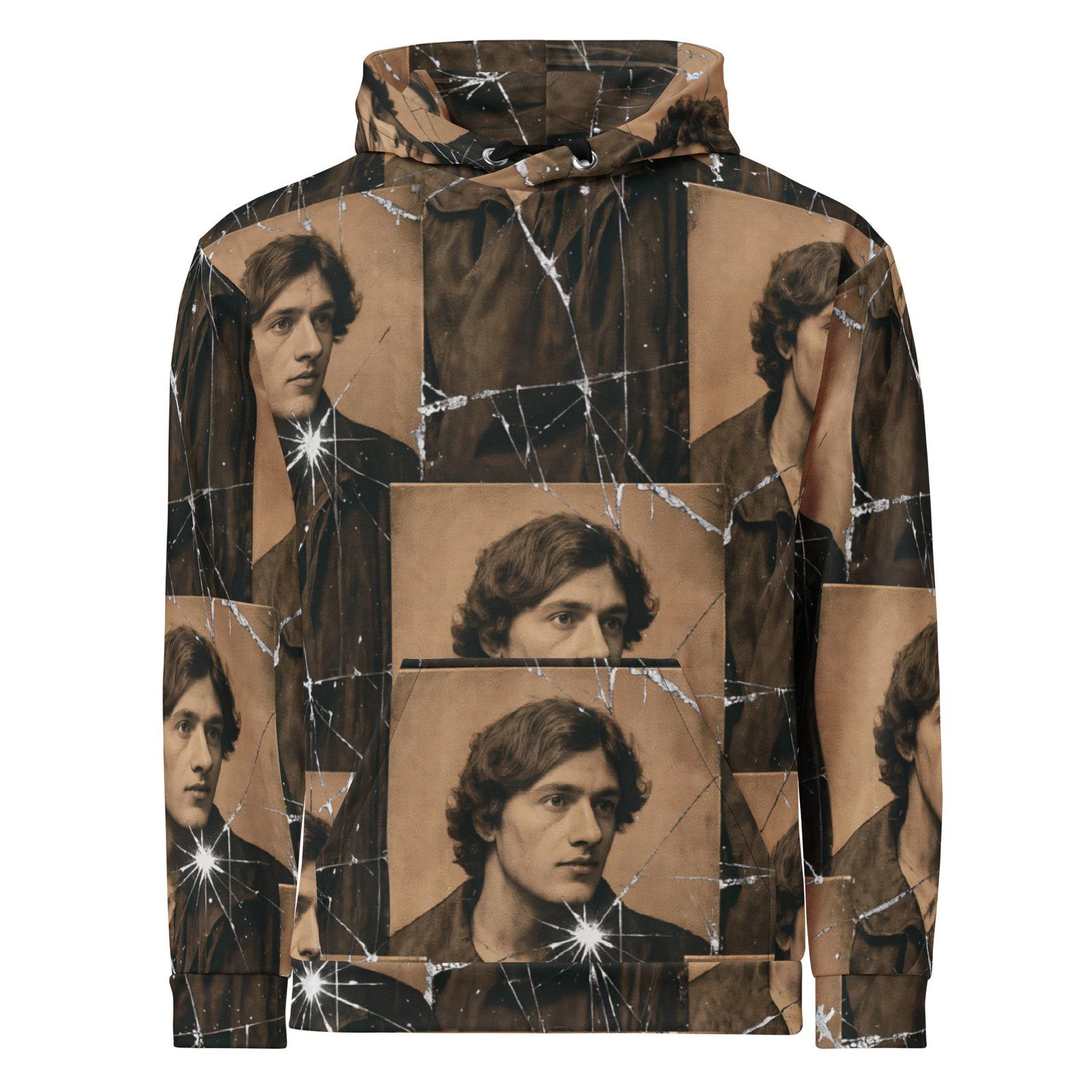 Męska bluza z kapturem z grafiką portretów młodego mężczyzny w stylu vintage| Zarn.pl Męska bluza z kapturem z grafiką portretów młodego mężczyzny w stylu vintage - obrazek 2