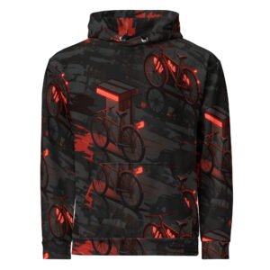 męska bluza z kapturem z grafiką miejskiego roweru w neonowym stylu