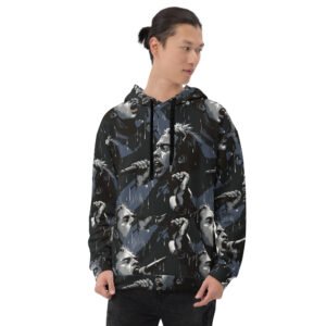 męska bluza z kapturem z grafiką wokalisty rockowego