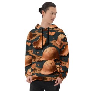 męska bluza z kapturem z grafiką popękanych hełmów ochronnych