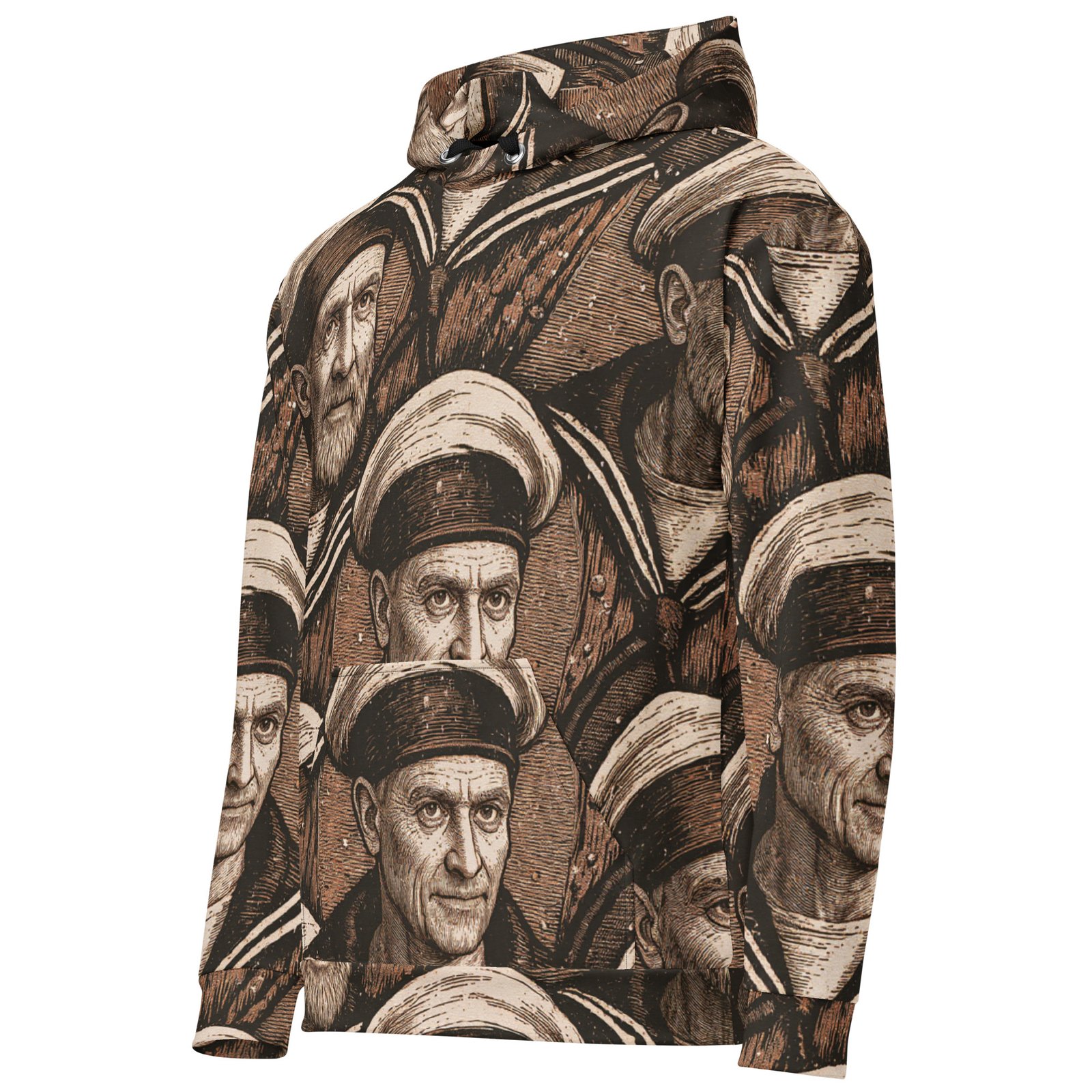 Męska bluza z kapturem z grafiką portretów marynarzy w stylu retro| Zarn.pl Męska bluza z kapturem z grafiką portretów marynarzy w stylu retro - obrazek 5