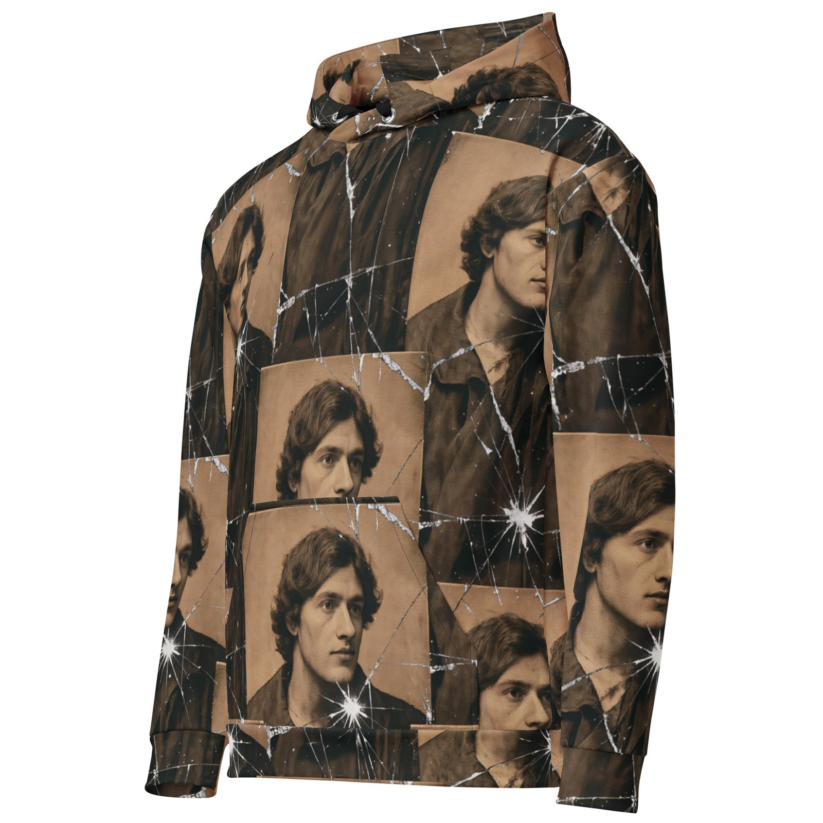 Męska bluza z kapturem z grafiką portretów młodego mężczyzny w stylu vintage| Zarn.pl Męska bluza z kapturem z grafiką portretów młodego mężczyzny w stylu vintage - obrazek 5