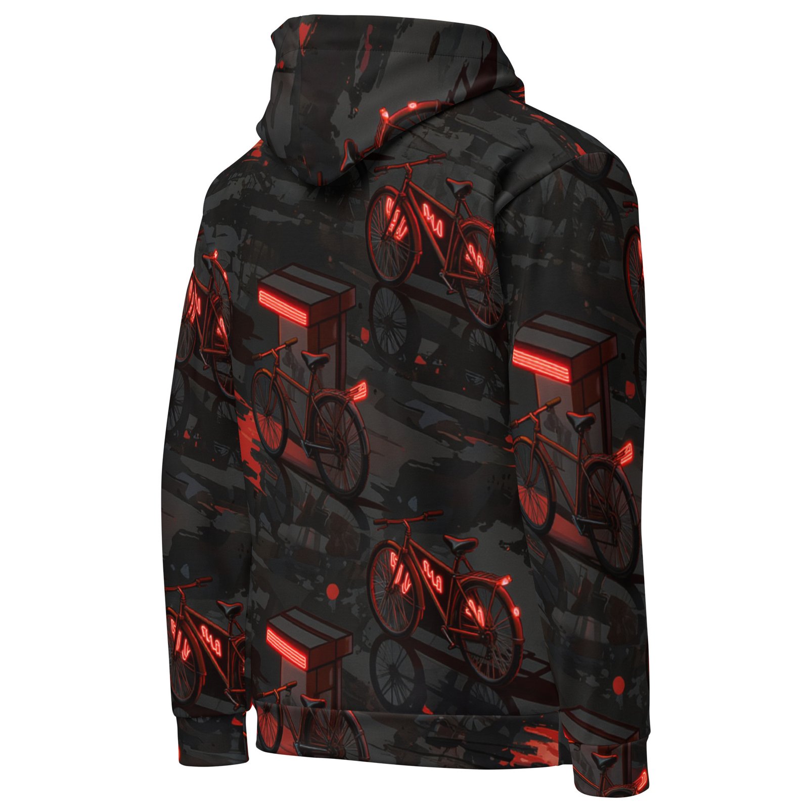 Męska bluza z kapturem z grafiką miejskiego roweru w neonowym stylu| Zarn.pl Męska bluza z kapturem z grafiką miejskiego roweru w neonowym stylu - obrazek 3