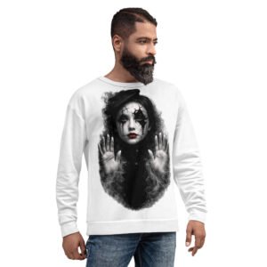 bluza męska z grafiką tajemniczej kobiety z popękaną twarzą