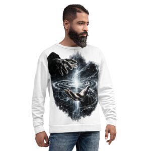 bluza męska z grafiką kosmicznej energii w dłoniach