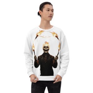bluza męska z płonącym szkieletem i pochodniami