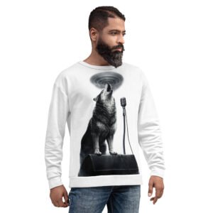 męska bluza z grafiką wilka wyjącego do mikrofonu