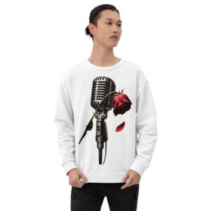 muzyczna bluza męska z retro mikrofonem i różą