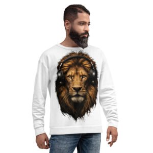 bluza męska z lwem w słuchawkach muzycznych