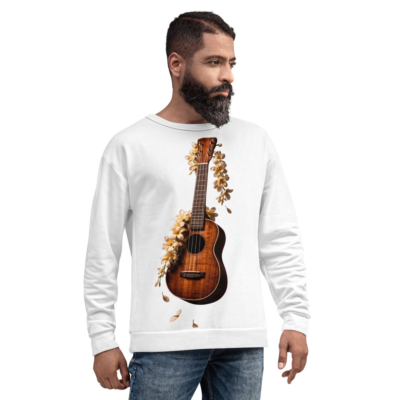 Męska bluza z gitarą i kwiatami – bluza męska z gitarą akustyczną| Zarn.pl bluza męska z gitarą akustyczną