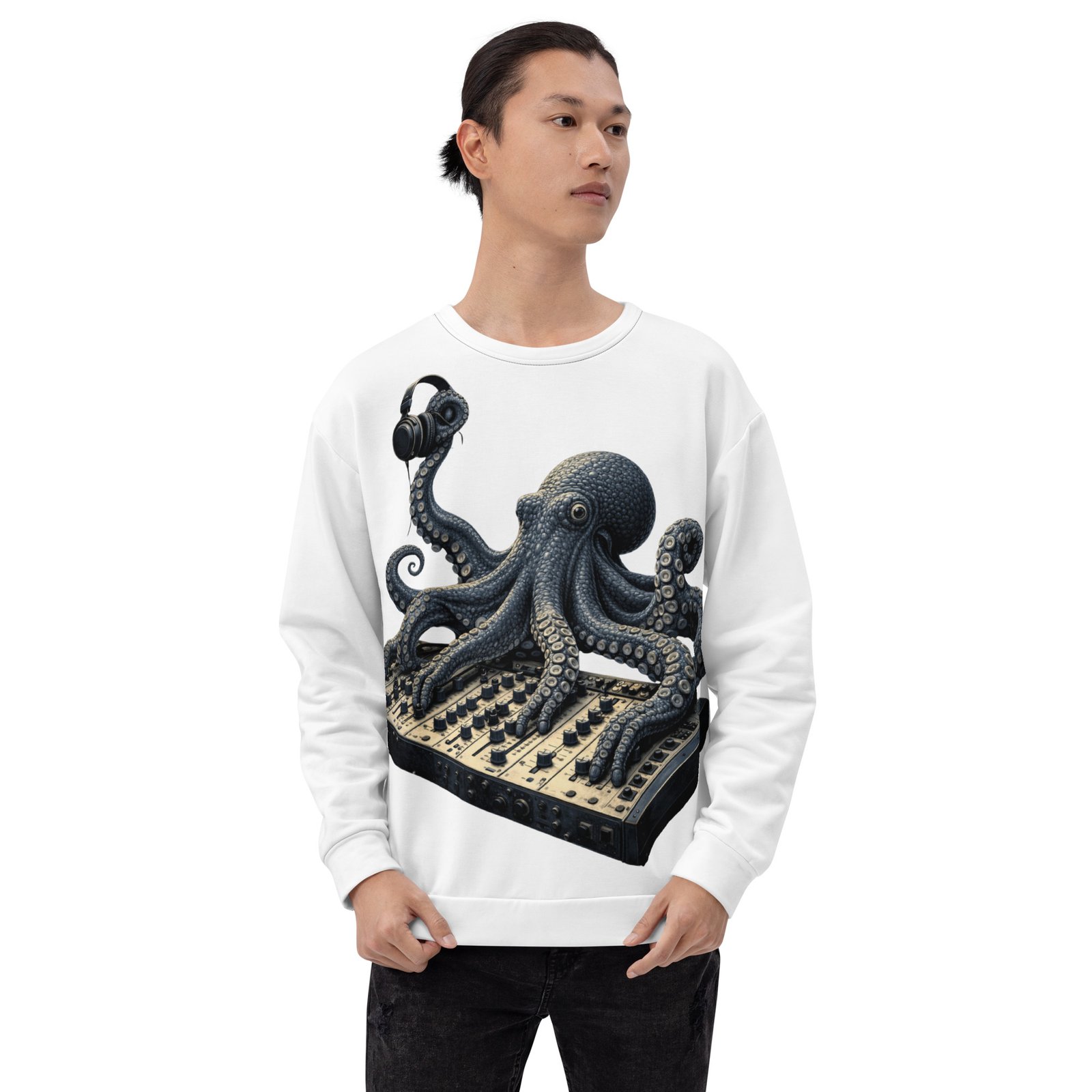 Męska bluza z grafiką ośmiornicy DJ w słuchawkach – bluza męska z ośmiornicą DJ| Zarn.pl bluza męska z ośmiornicą DJ