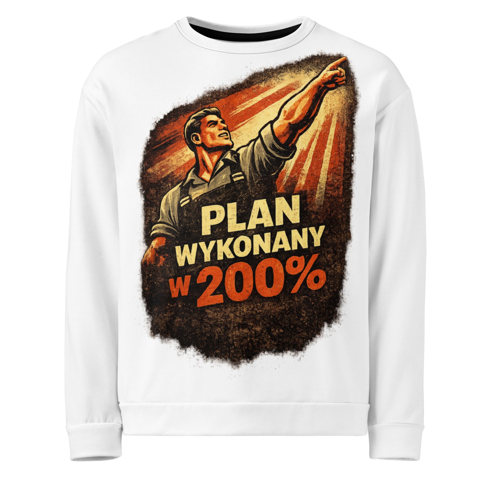 Męska bluza z grafiką „Plan Wykonany w 200%” – bluza męska PRL z propagandowym plakatem| Zarn.pl Męska bluza z grafiką „Plan Wykonany w 200%” – bluza męska PRL z propagandowym plakatem - obrazek 2