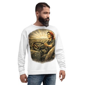 bluza męska z grafiką kobiety na traktorze