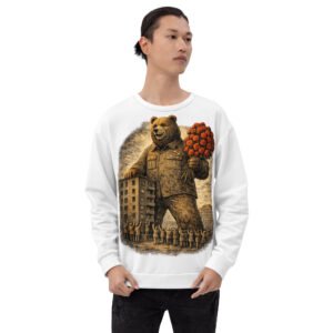 bluza męska z grafiką niedźwiedzia w mundurze PRL