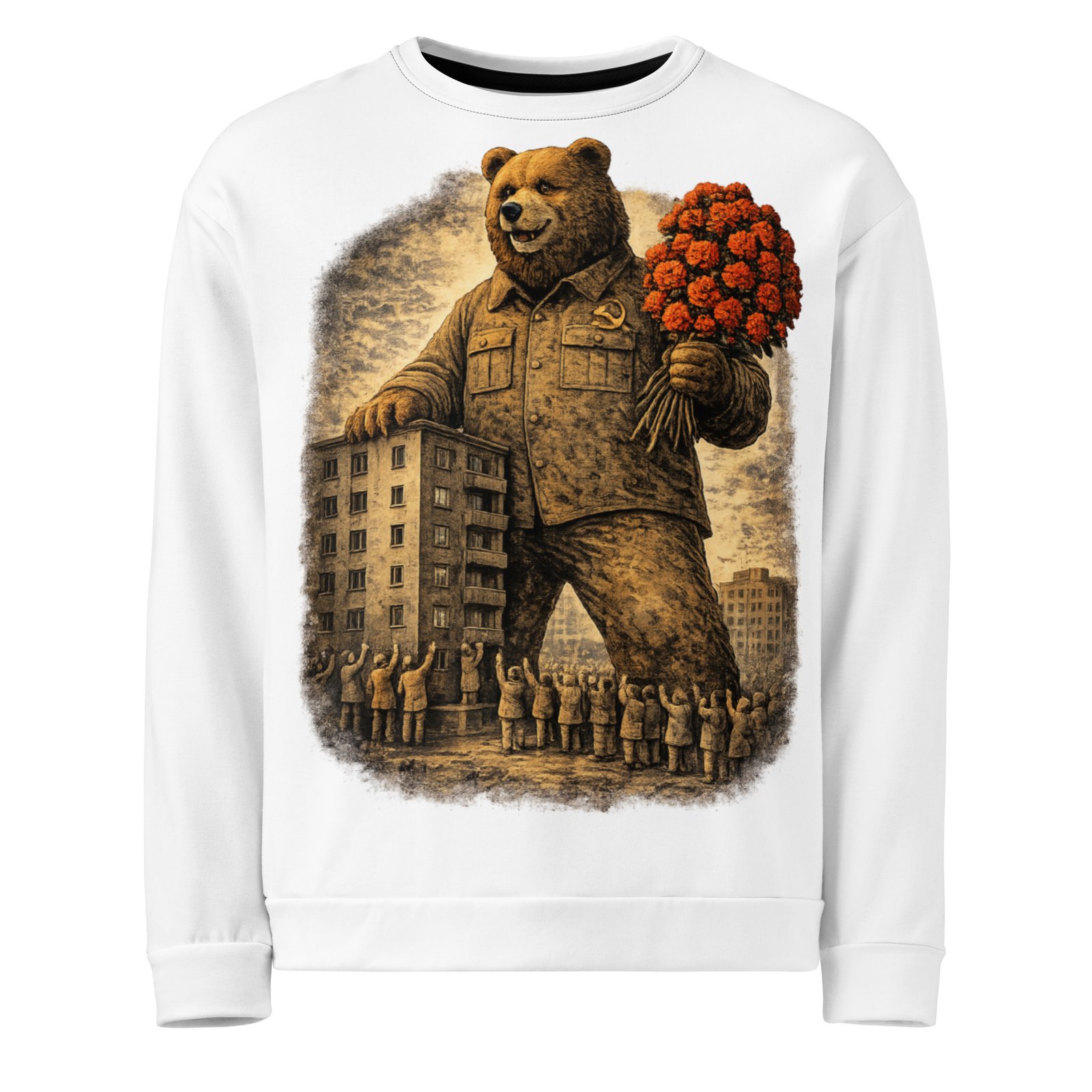 Męska bluza z grafiką niedźwiedzia w mundurze PRL – bluza męska retro z ironiczną grafiką| Zarn.pl Męska bluza z grafiką niedźwiedzia w mundurze PRL – bluza męska retro z ironiczną grafiką - obrazek 2
