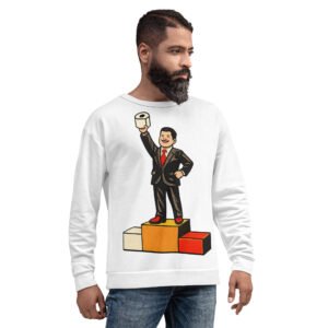 męska bluza PRL z grafiką mężczyzny z papierem toaletowym