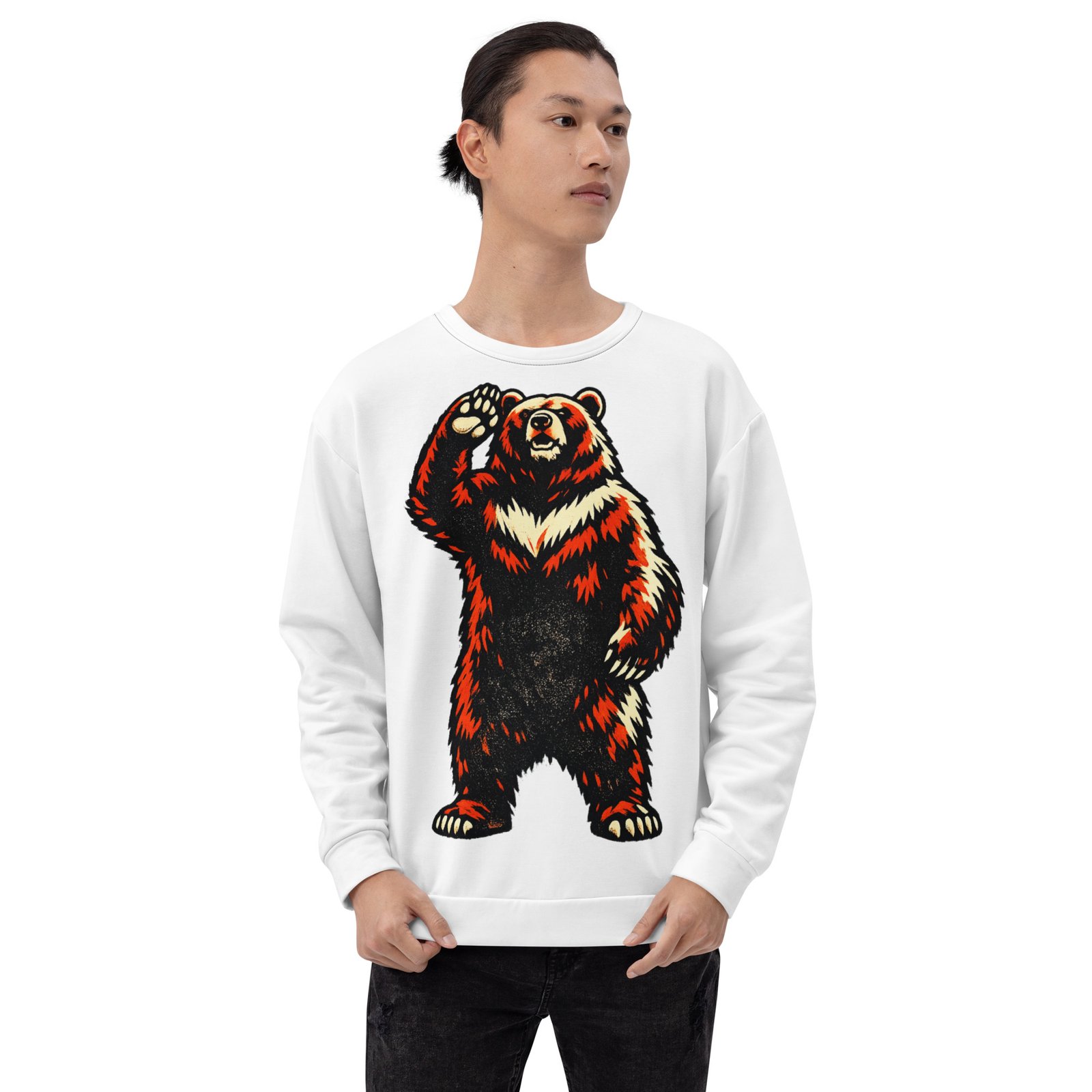 Męska bluza PRL z grafiką niedźwiedzia – bluza retro z motywem misia| Zarn.pl męska bluza PRL z grafiką niedźwiedzia