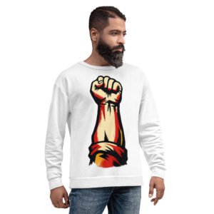 męska bluza PRL z grafiką zaciśniętej pięści