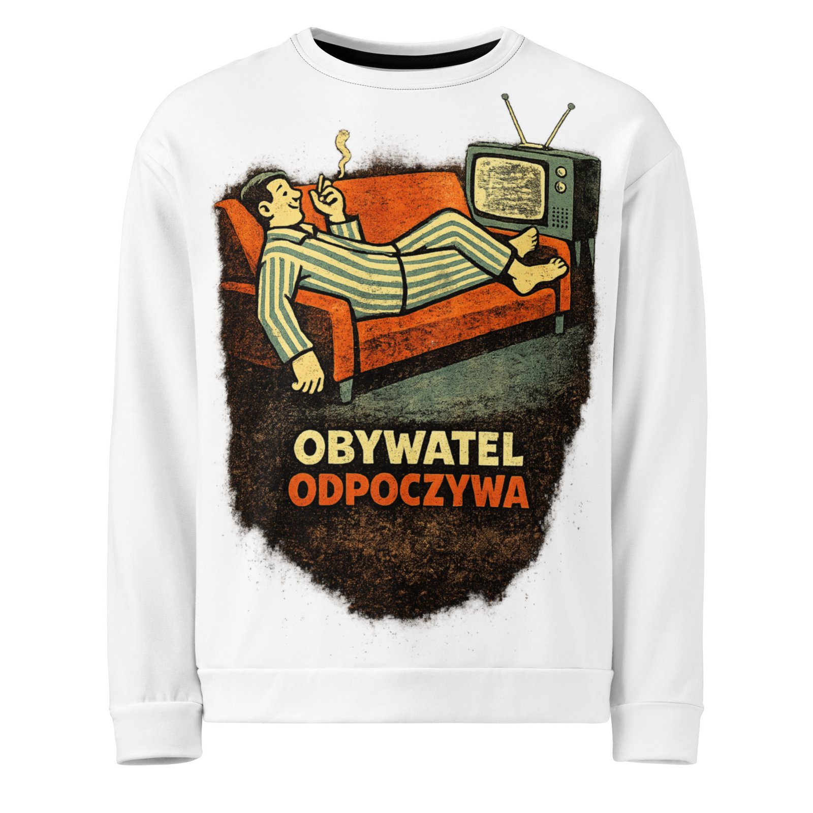 Męska bluza PRL „Obywatel odpoczywa” – bluza męska z humorystyczną grafiką retro| Zarn.pl Męska bluza PRL „Obywatel odpoczywa” – bluza męska z humorystyczną grafiką retro - obrazek 2