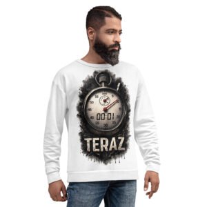 męska bluza z grafiką stopera z napisem Teraz