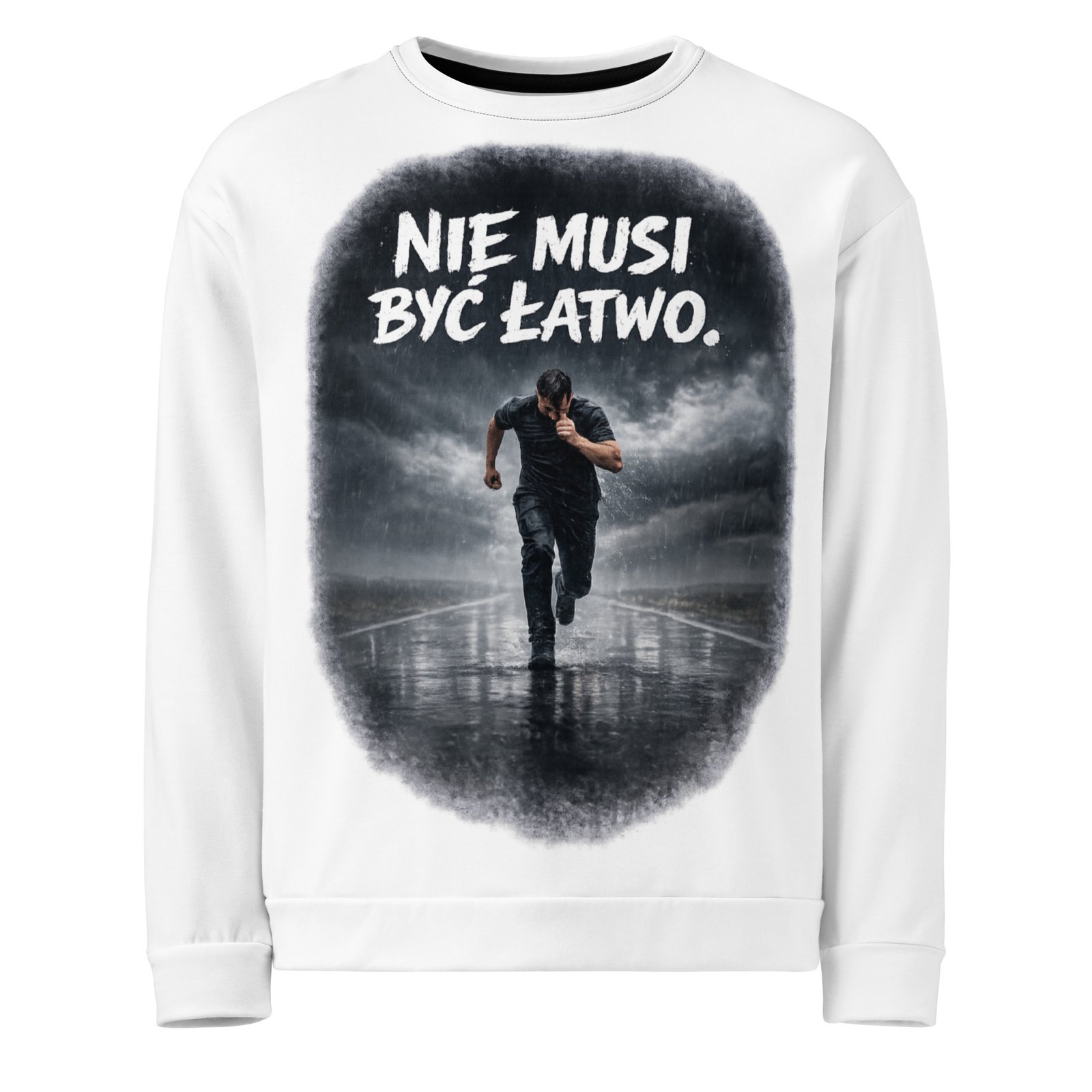 Męska bluza z grafiką biegacza „Nie musi być łatwo” – motywacja i wytrwałość| Zarn.pl Męska bluza z grafiką biegacza „Nie musi być łatwo” – motywacja i wytrwałość - obrazek 2