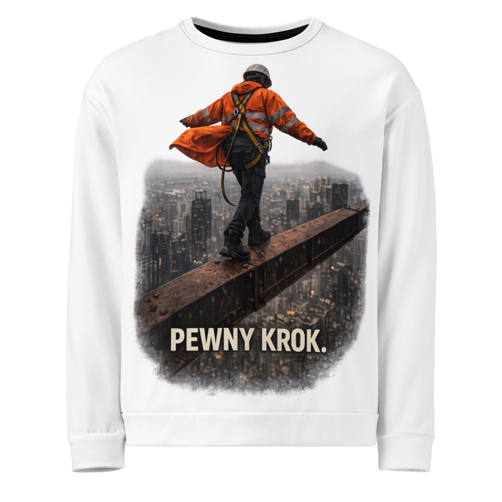 Męska bluza z grafiką pracownika na wysokości „Pewny krok” – motywacja i odwaga| Zarn.pl Męska bluza z grafiką pracownika na wysokości „Pewny krok” – motywacja i odwaga - obrazek 2