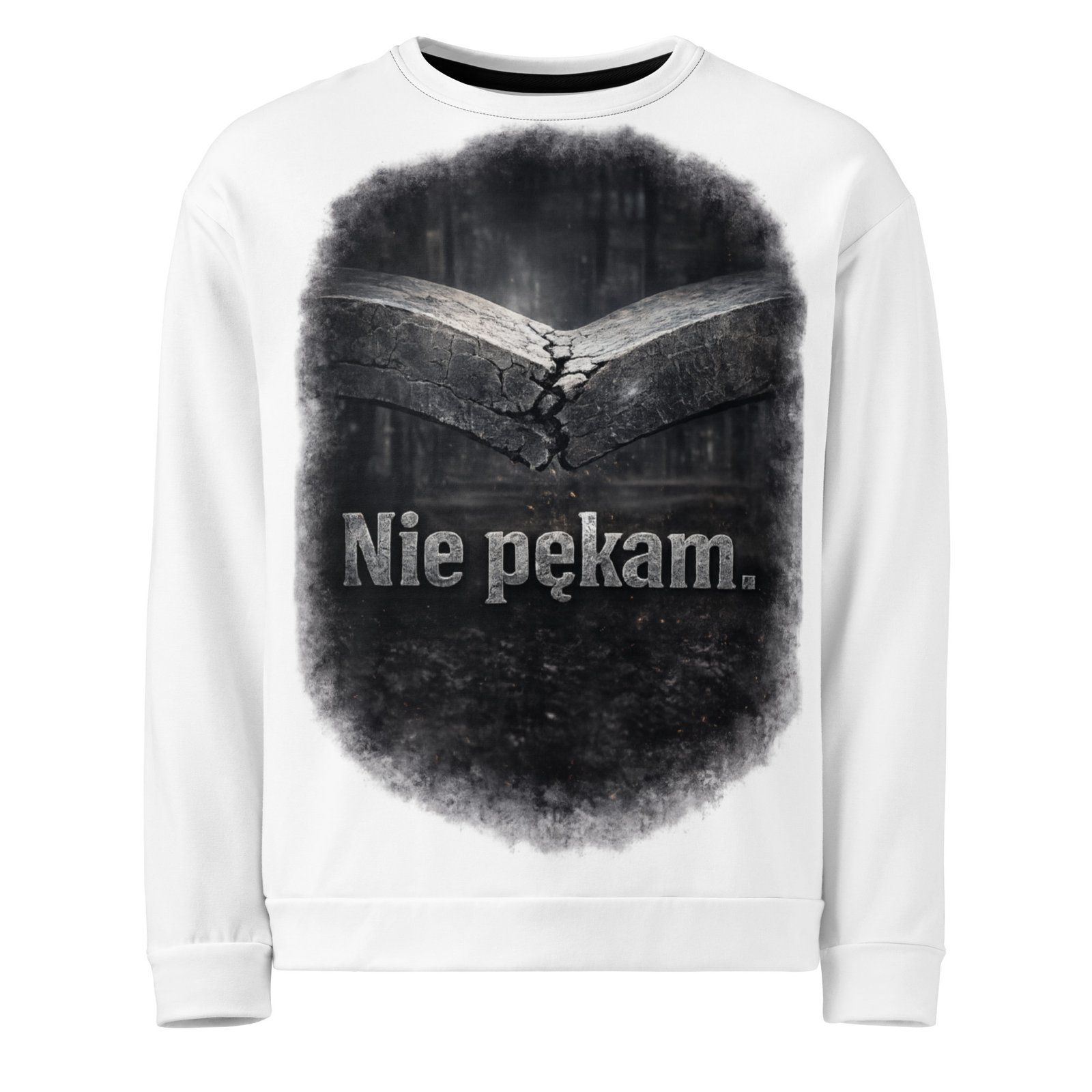 Męska bluza z grafiką „Nie pękam.” – bluza męska motywacyjna z pękającym drewnem| Zarn.pl Męska bluza z grafiką „Nie pękam.” – bluza męska motywacyjna z pękającym drewnem - obrazek 2