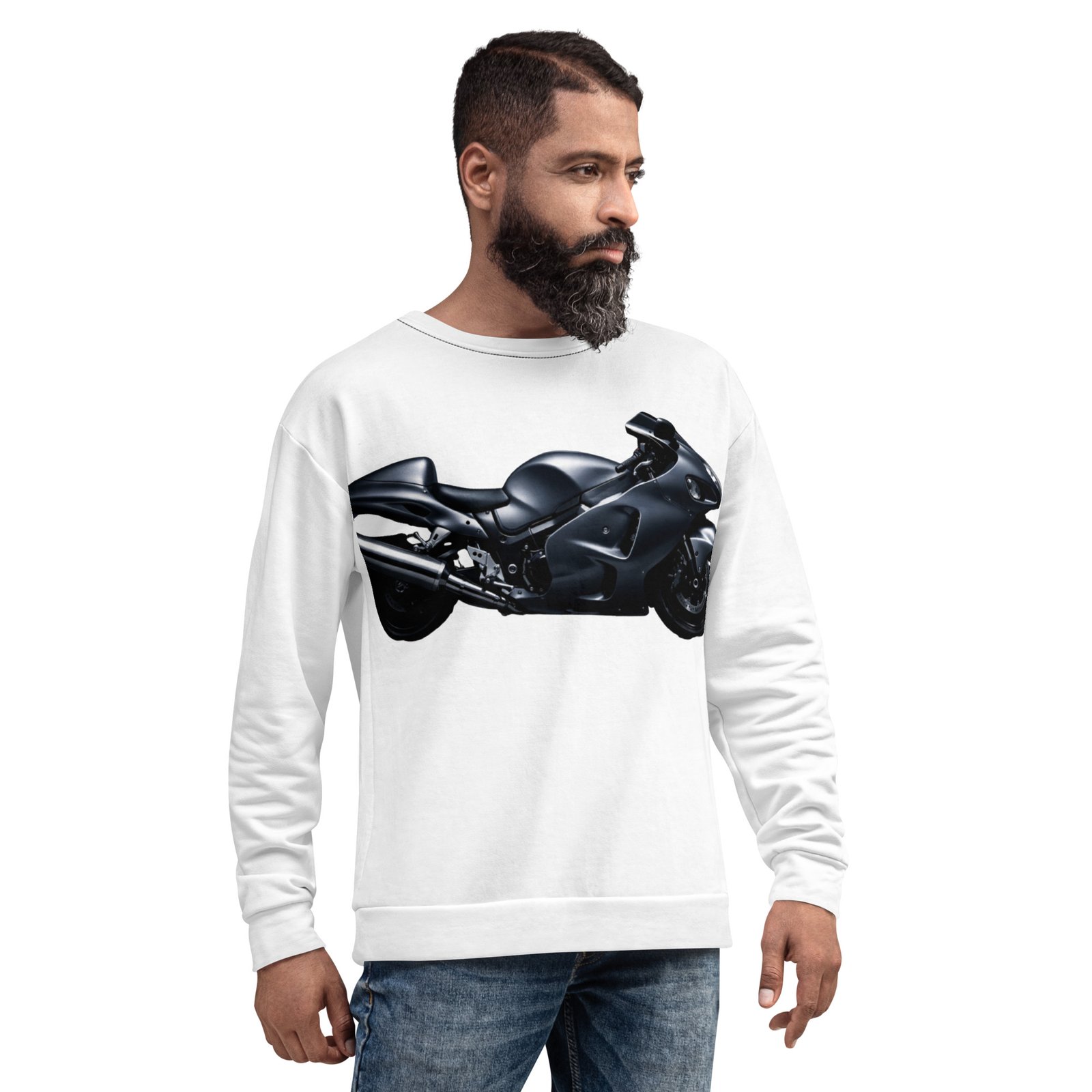Męska bluza z grafiką czarnego motocykla sportowego – motocyklowy styl Auto-Moto| Zarn.pl bluza z grafiką czarnego motocykla sportowego