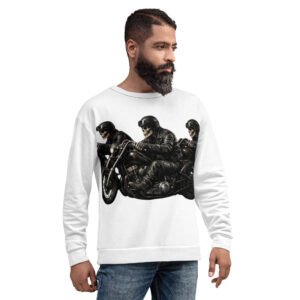 bluza z grafiką czaszek motocyklistów na chopperach