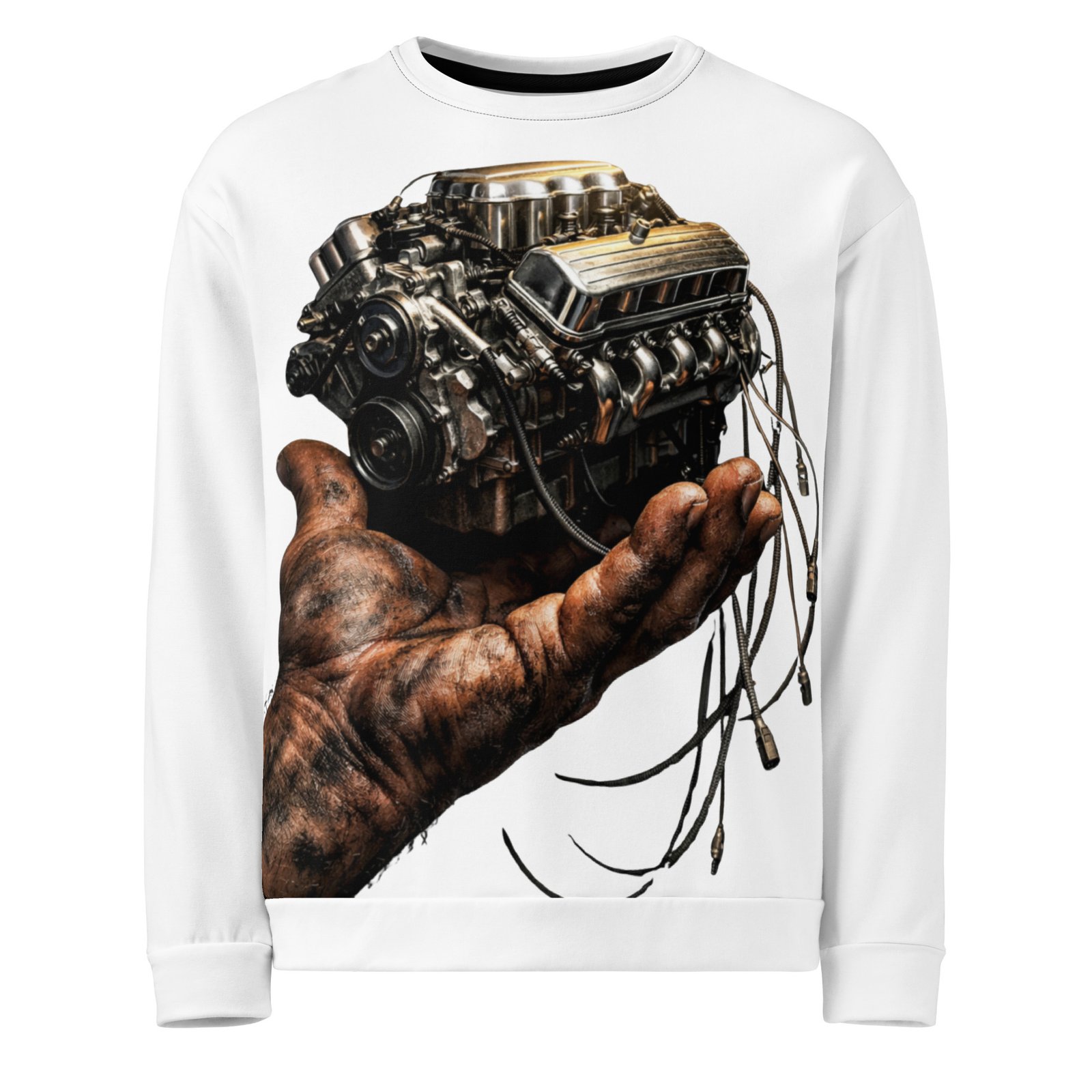 Męska bluza z grafiką silnika V8 trzymanego w dłoni – motoryzacyjny styl Auto-Moto| Zarn.pl Męska bluza z grafiką silnika V8 trzymanego w dłoni – motoryzacyjny styl Auto-Moto - obrazek 2