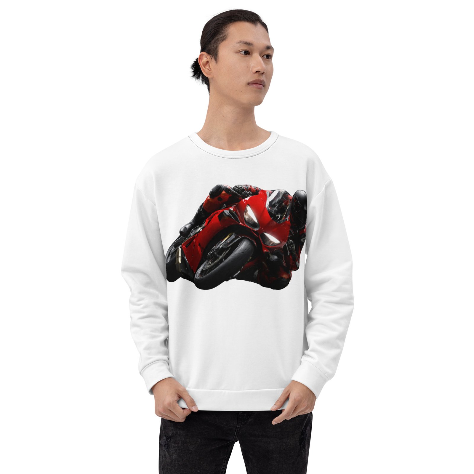 Bluza męska z grafiką motocykla sportowego w głębokim złożeniu| Zarn.pl bluza męska z grafiką motocykla sportowego w głębokim złożeniu