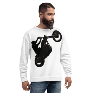 bluza męska z grafiką motocyklisty wykonującego wheelie