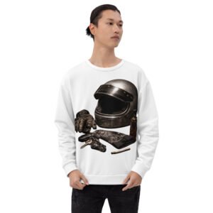 męska bluza z grafiką kasku motocyklowego i motocyklowych akcesoriów