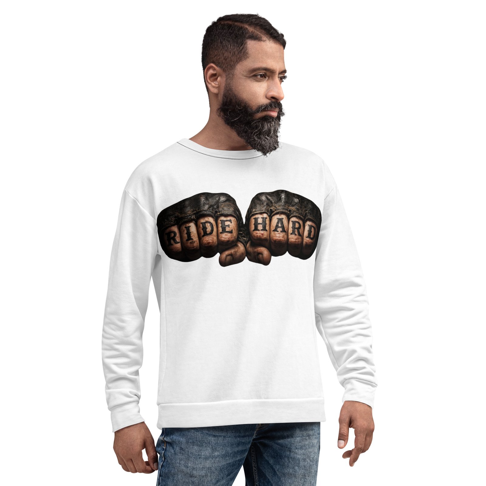 Męska bluza z grafiką zaciśniętych pięści Ride Hard| Zarn.pl męska bluza z grafiką zaciśniętych pięści Ride Hard
