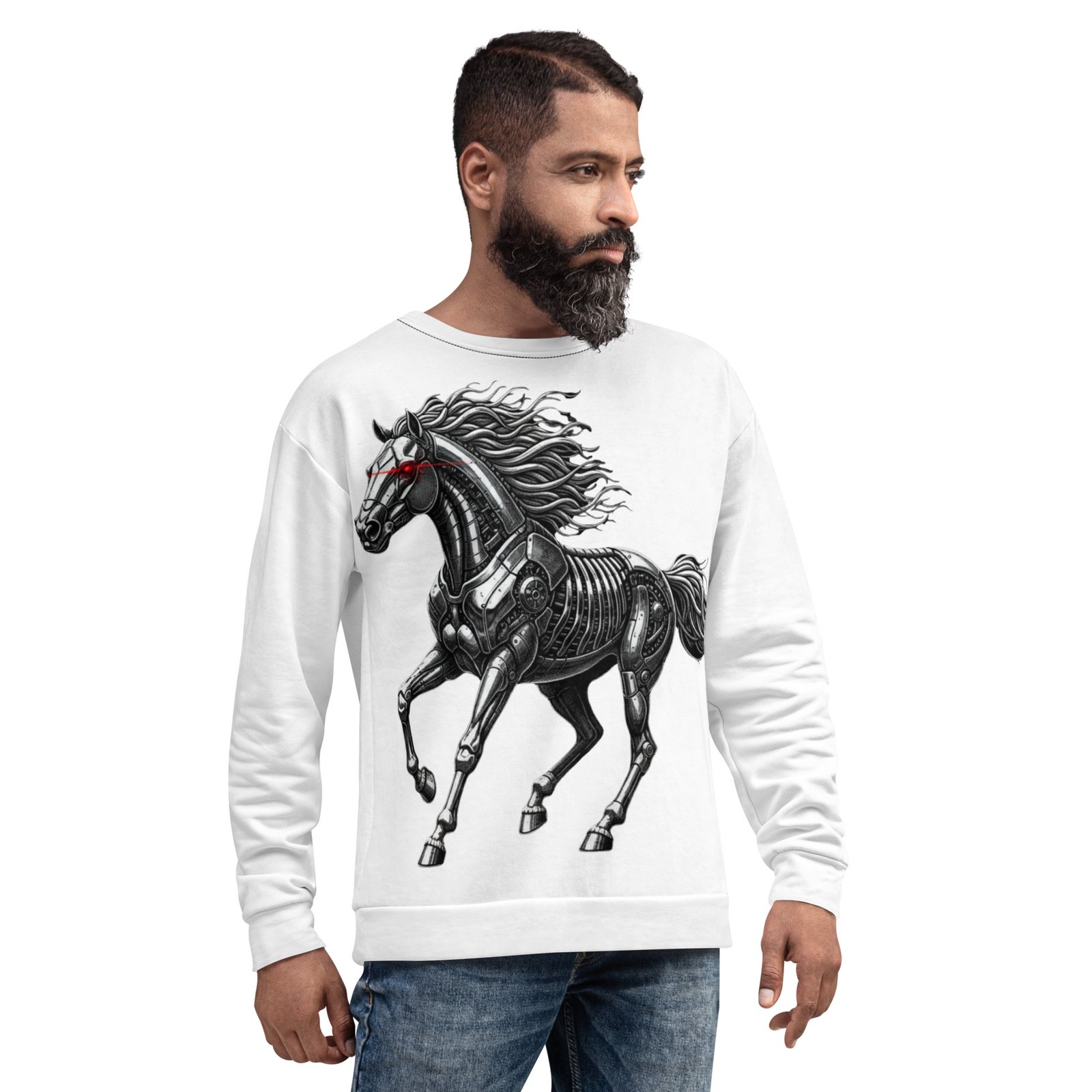 Męska bluza z grafiką mechanicznego konia| Zarn.pl męska bluza z grafiką mechanicznego konia