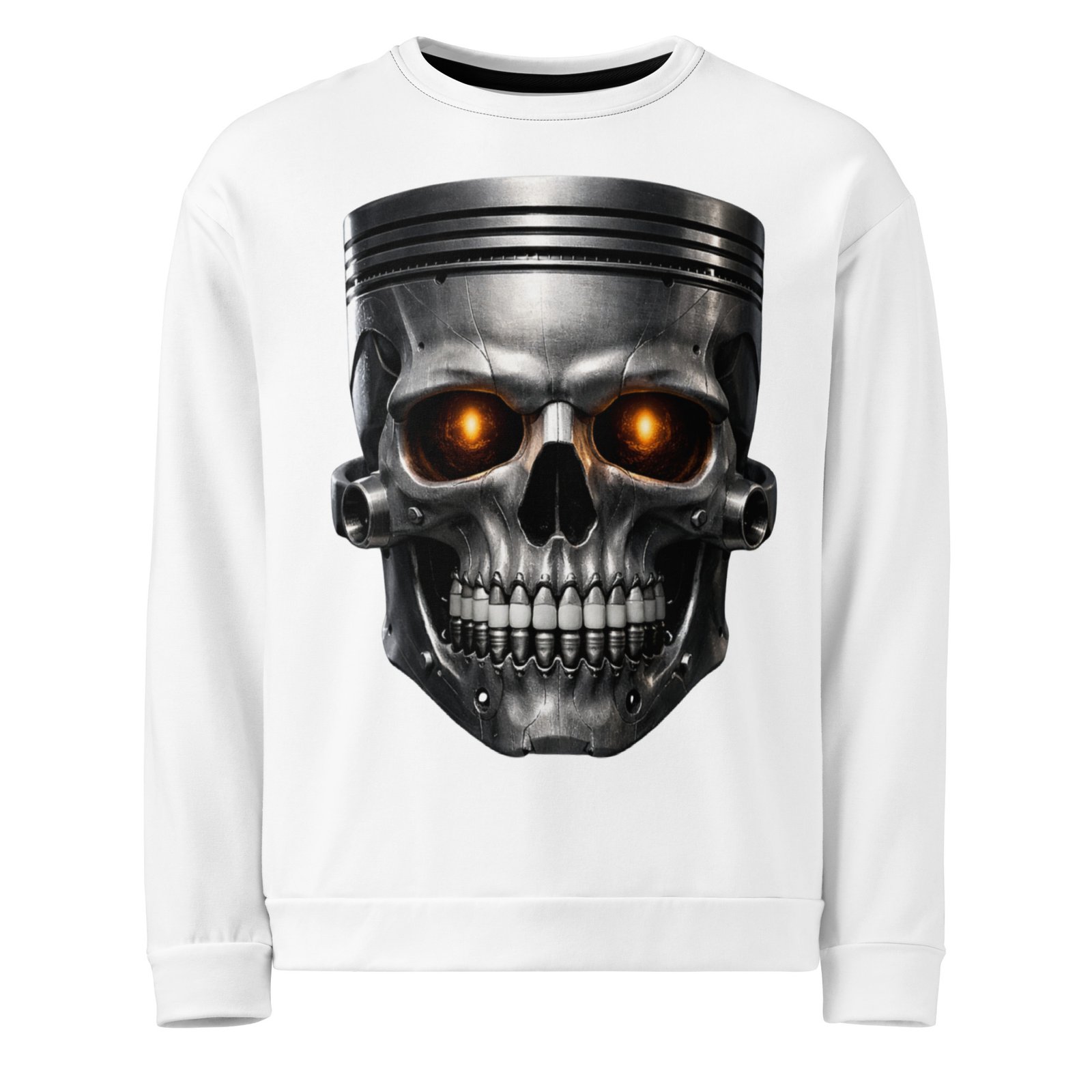 Bluza męska z grafiką metalowej czaszki z tłokiem silnika| Zarn.pl Bluza męska z grafiką metalowej czaszki z tłokiem silnika - obrazek 2