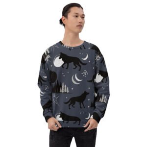 męska bluza z grafiką wilków w nocnym lesie