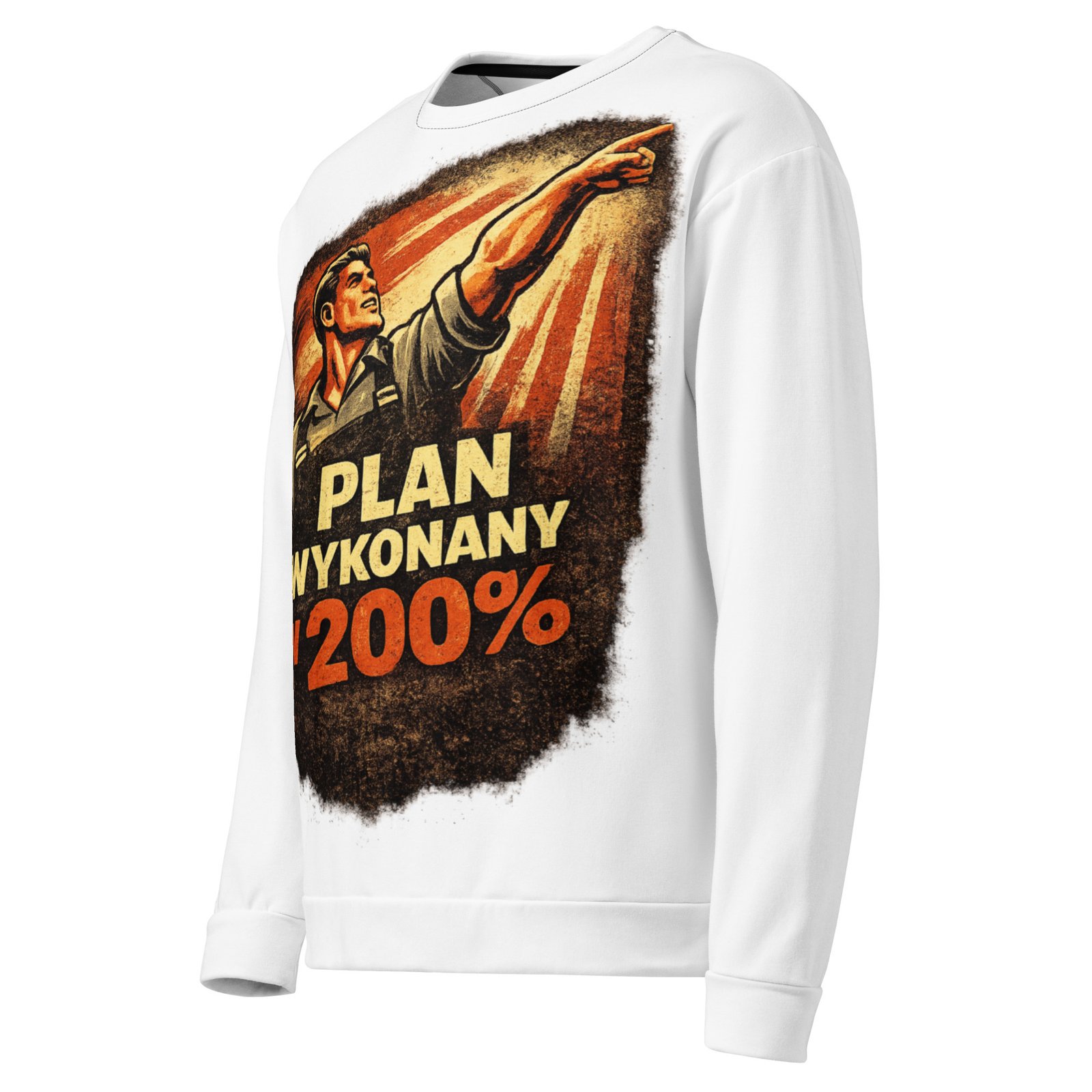 Męska bluza z grafiką „Plan Wykonany w 200%” – bluza męska PRL z propagandowym plakatem| Zarn.pl Męska bluza z grafiką „Plan Wykonany w 200%” – bluza męska PRL z propagandowym plakatem - obrazek 4