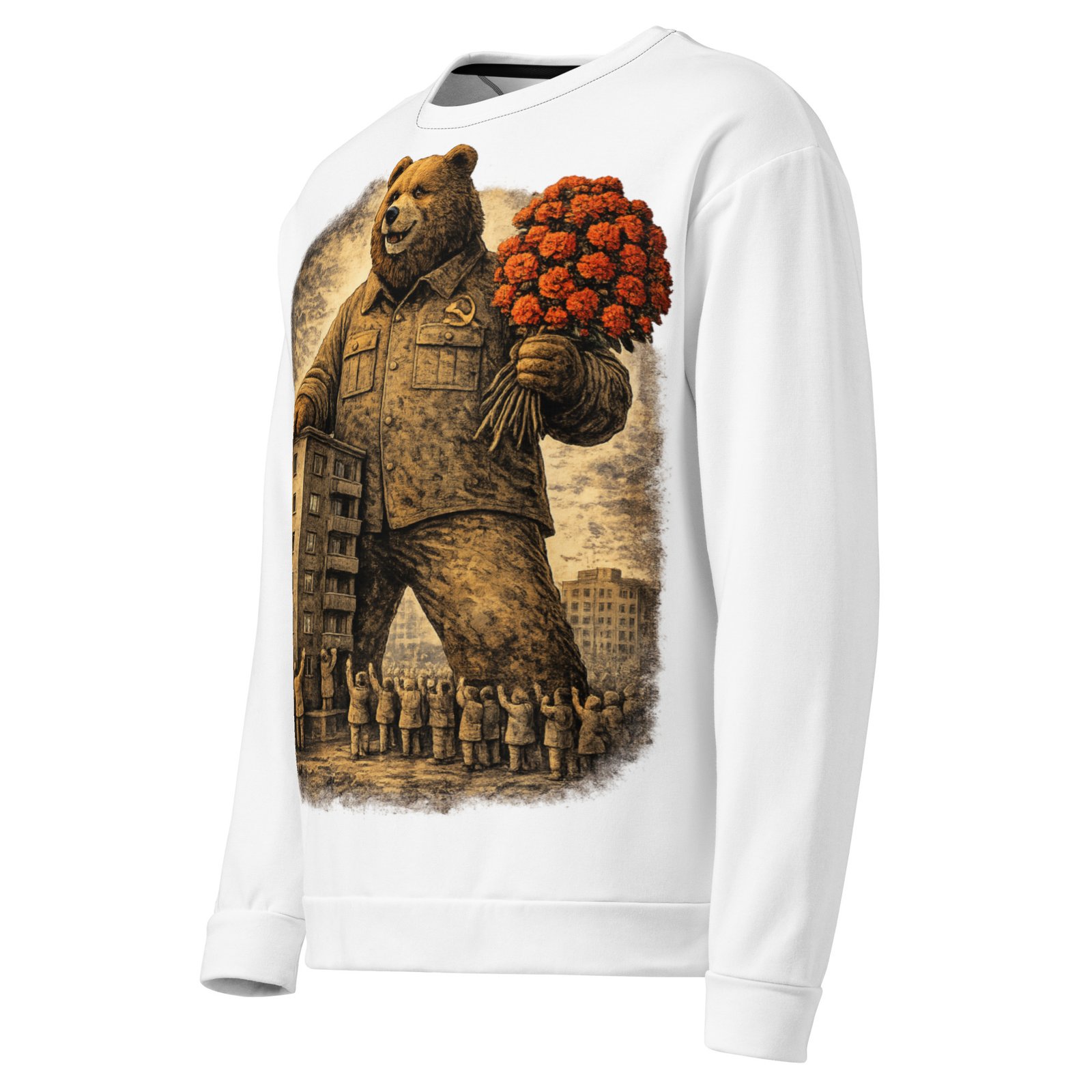 Męska bluza z grafiką niedźwiedzia w mundurze PRL – bluza męska retro z ironiczną grafiką| Zarn.pl Męska bluza z grafiką niedźwiedzia w mundurze PRL – bluza męska retro z ironiczną grafiką - obrazek 4