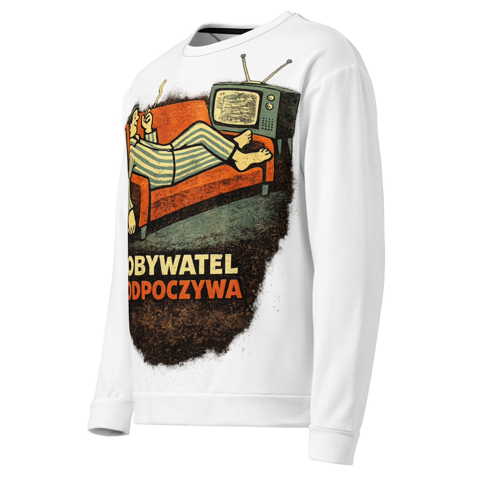Męska bluza PRL „Obywatel odpoczywa” – bluza męska z humorystyczną grafiką retro| Zarn.pl Męska bluza PRL „Obywatel odpoczywa” – bluza męska z humorystyczną grafiką retro - obrazek 4