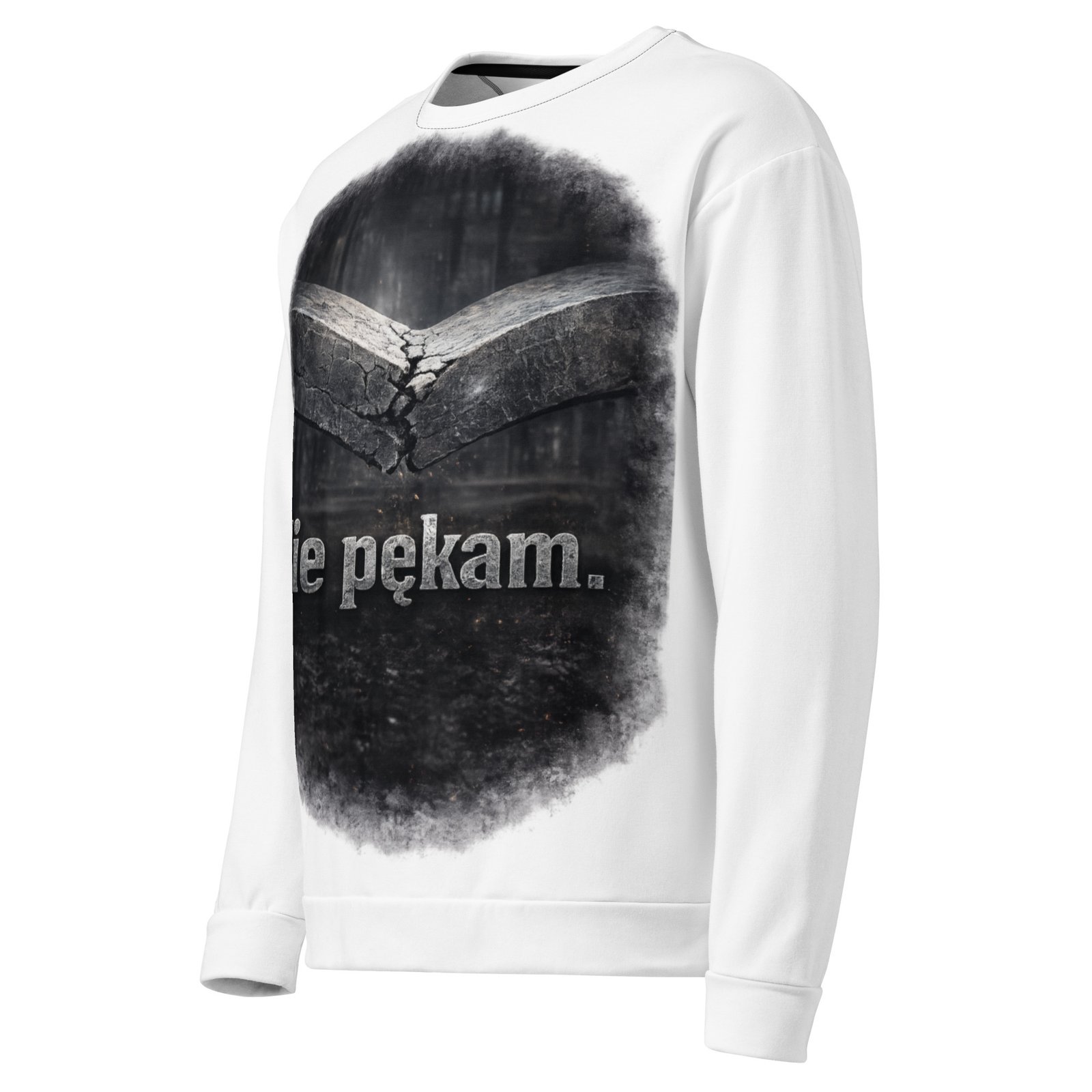Męska bluza z grafiką „Nie pękam.” – bluza męska motywacyjna z pękającym drewnem| Zarn.pl Męska bluza z grafiką „Nie pękam.” – bluza męska motywacyjna z pękającym drewnem - obrazek 4