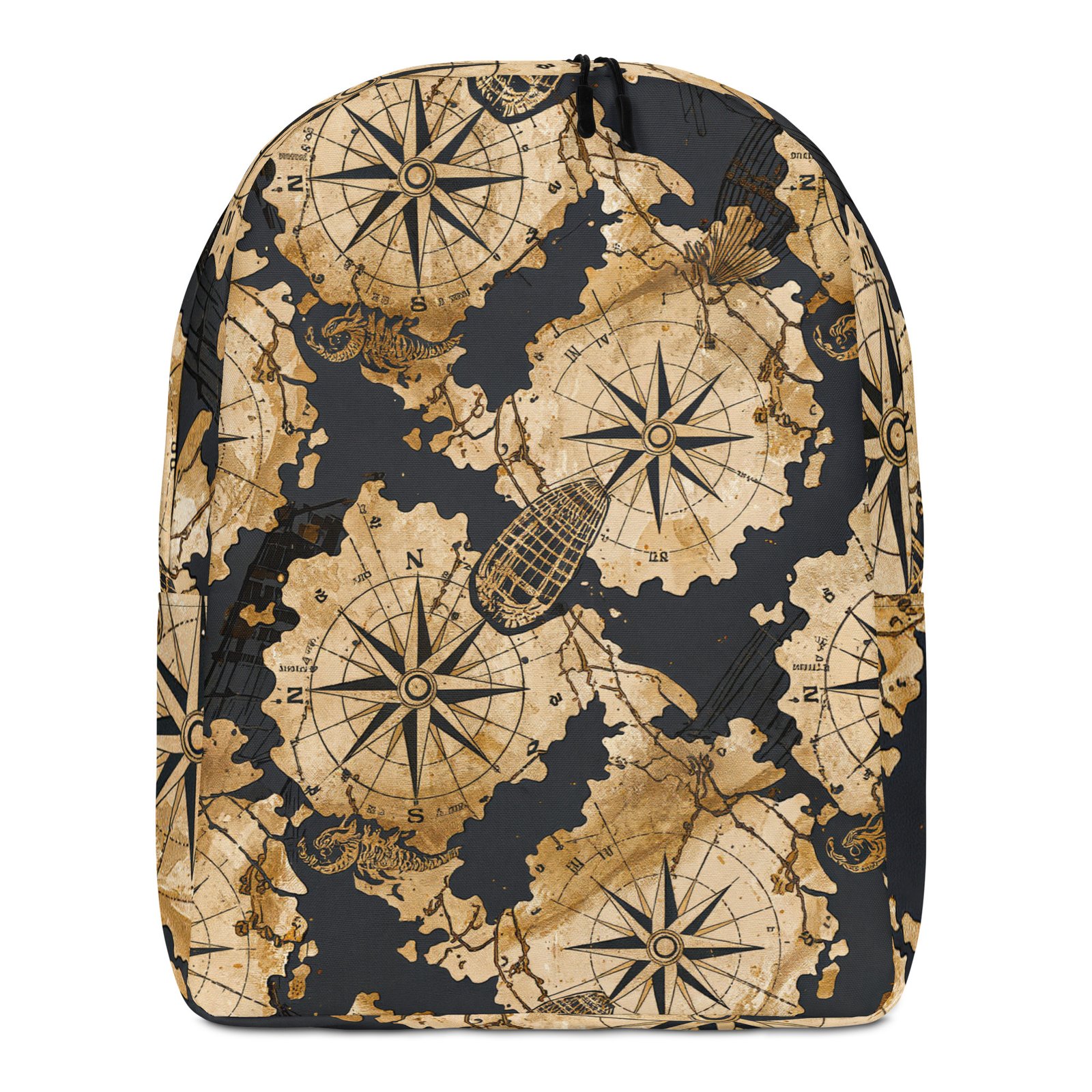 Plecak z motywem mapy, róży wiatrów i morskich symboli| Zarn.pl Plecak z motywem mapy, róży wiatrów i morskich symboli - obrazek 2