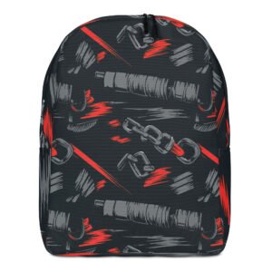 plecak outdoor z motywem sprzętu wspinaczkowego
