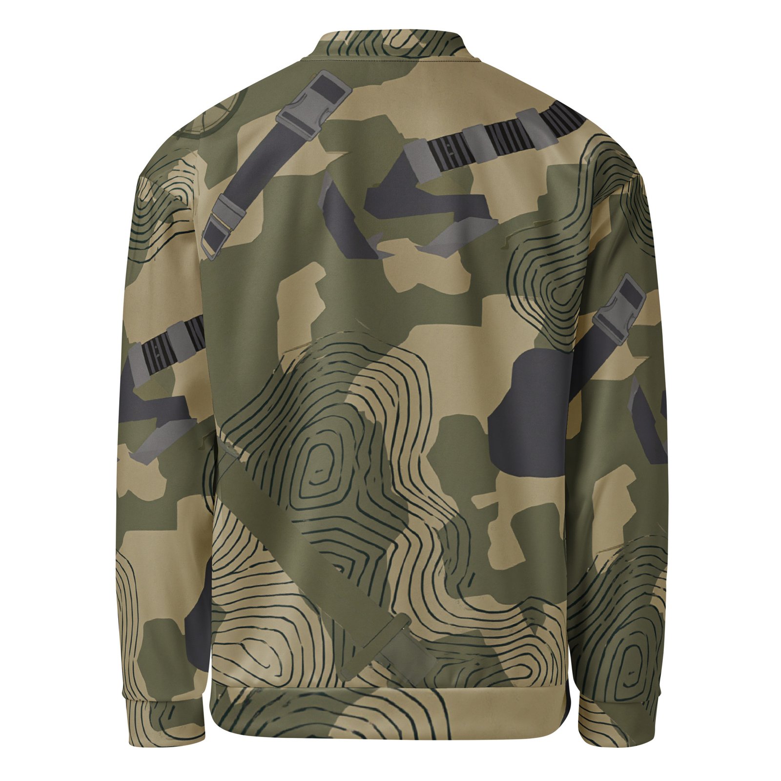 Męska bluza bomber z grafiką pasów taktycznych, kamuflażu i poziomic| Zarn.pl Męska bluza bomber z grafiką pasów taktycznych, kamuflażu i poziomic - obrazek 3