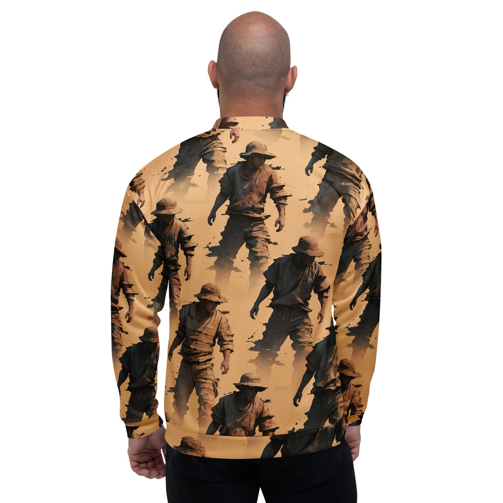 Męska bluza bomber z grafiką tajemniczych postaci w pustynnym klimacie| Zarn.pl Męska bluza bomber z grafiką tajemniczych postaci w pustynnym klimacie - obrazek 6
