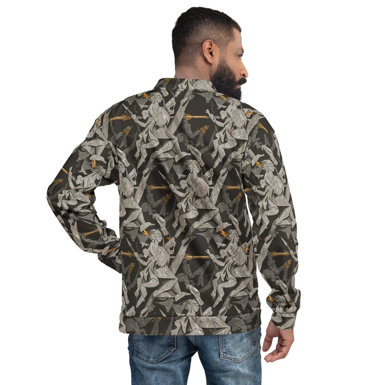 Męska bluza bomber z grafiką antycznych wojowników i włóczni| Zarn.pl Męska bluza bomber z grafiką antycznych wojowników i włóczni - obrazek 6