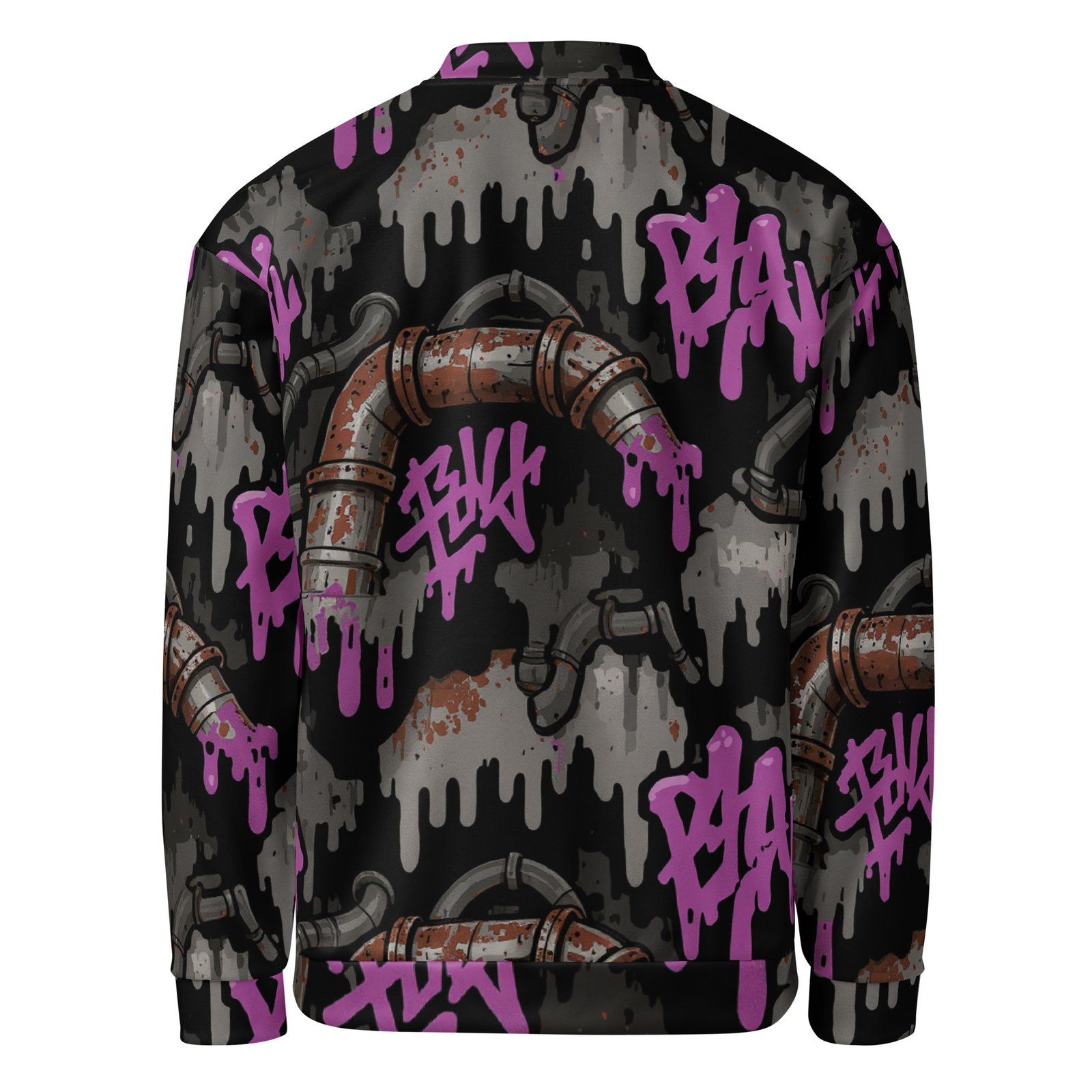 Męska bluza bomber z grafiką graffiti i industrialnych rur| Zarn.pl Męska bluza bomber z grafiką graffiti i industrialnych rur - obrazek 3